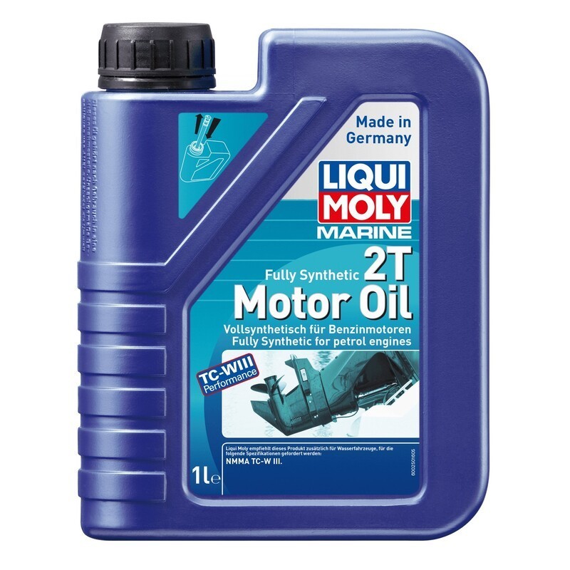 Botella 1L aceite de motor 2T marine 100% sintético Liqui Moly NMMA TC-W3 Biodegradable